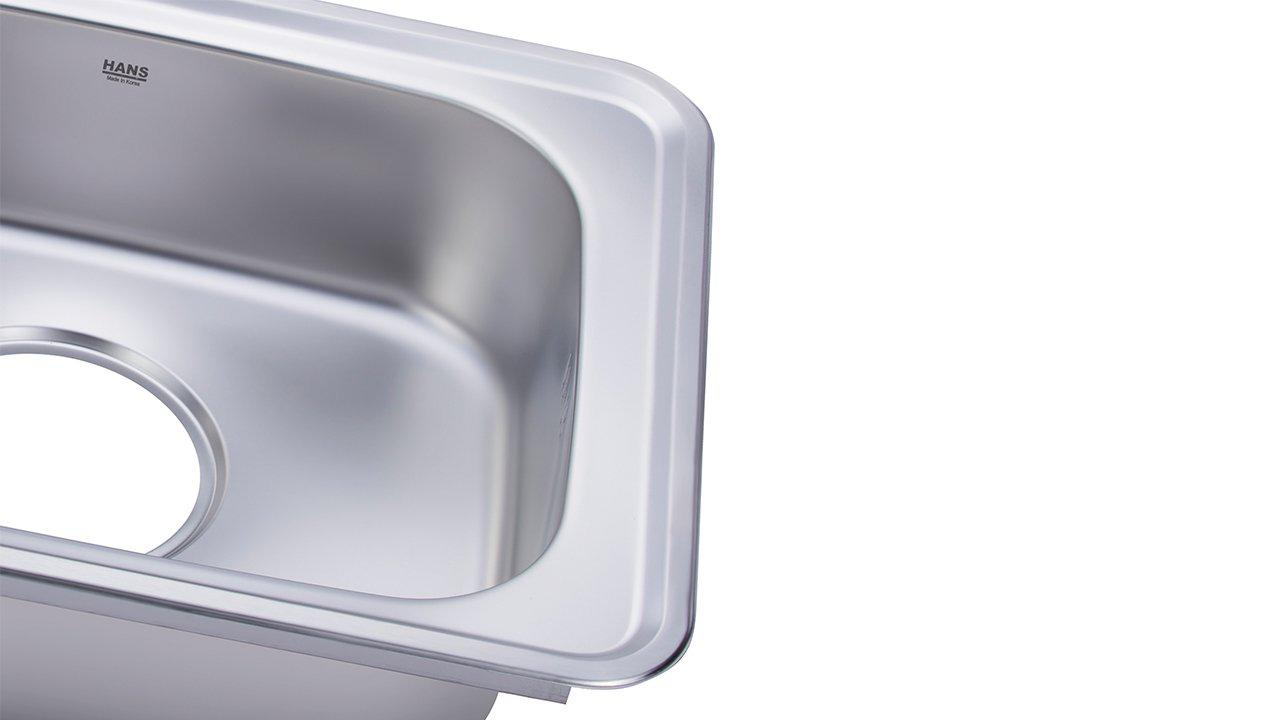 Best stainless steel kitchen sinks 63 cm single bowl Inset hansgulf