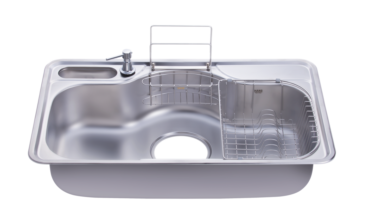 DJIS 850p Premium stainless steel single bowl sink 85 cm Inset best stainless steel kitchen sinks UAE